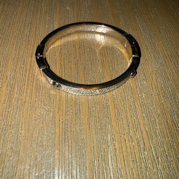 Michael Kors Ladies Bangle Bracelet Pave Crystal Silver Stainless Steel - Picture 4 of 5